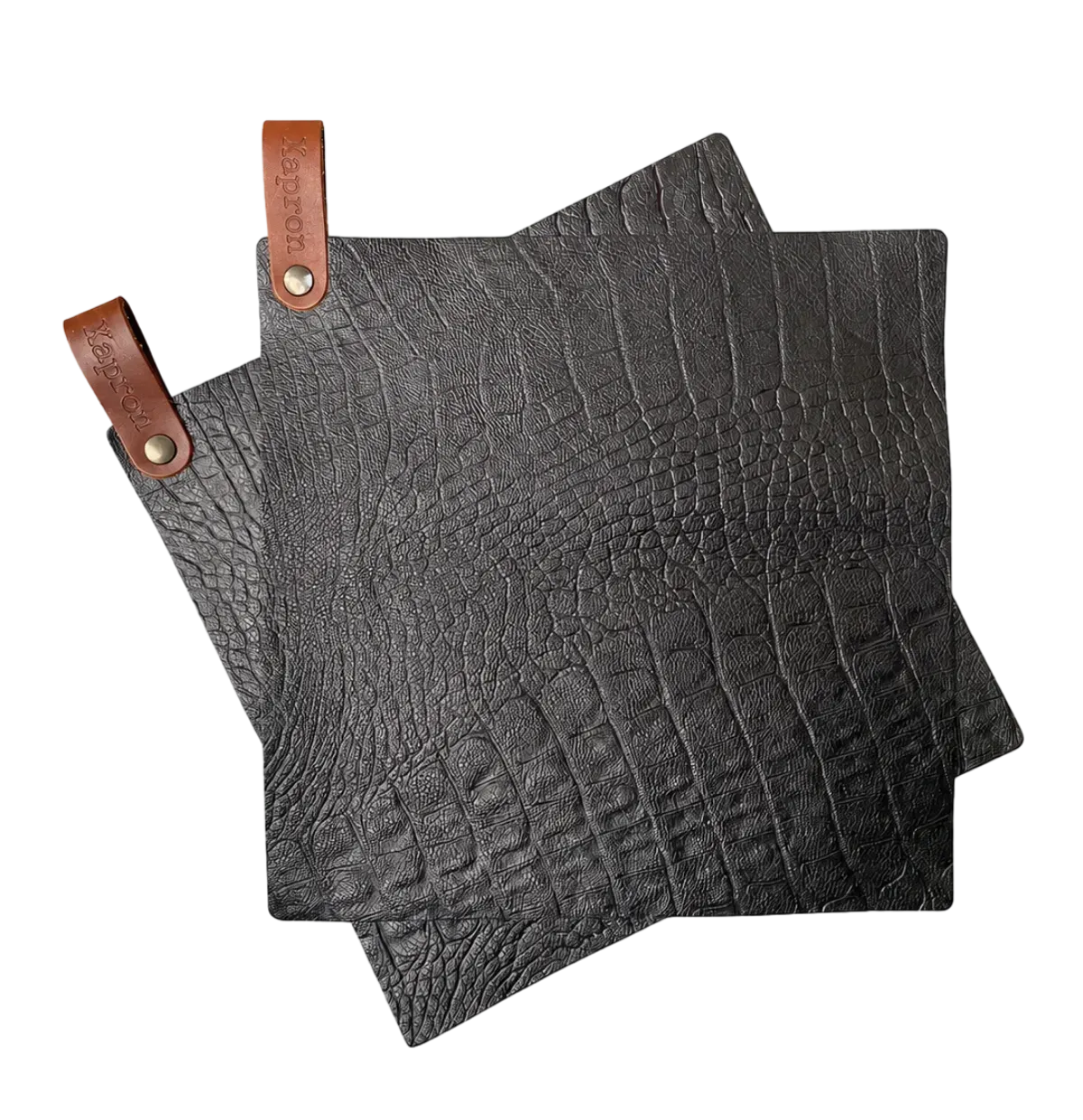 Xapron Caiman grytekluter lær 24,5x24,5 cm 2-pakning