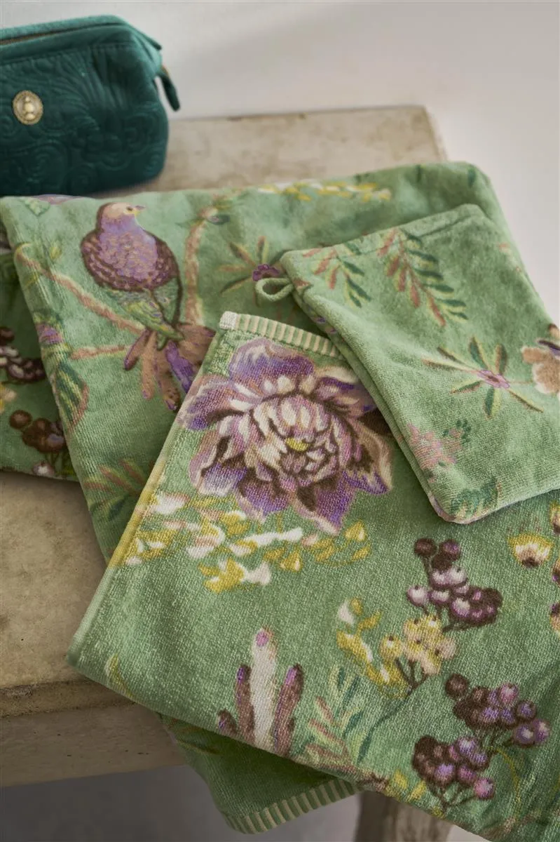 Pip Studio Secret Garden badehåndkle 70x140 grønn blomst