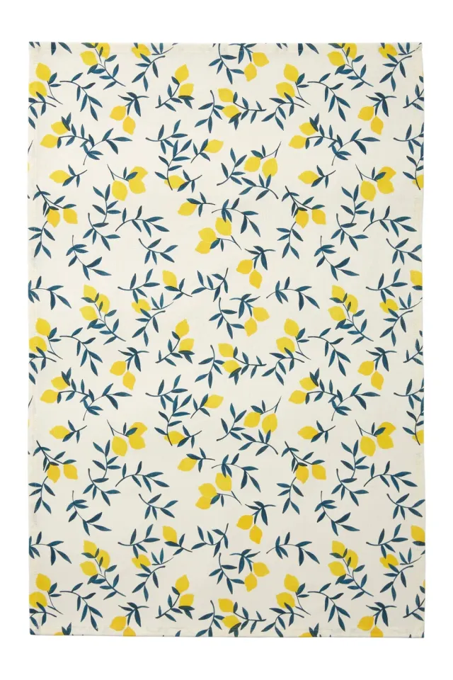Coucke Lemon Zest kjøkkenhåndkle 50x75 hvit bomull/lin