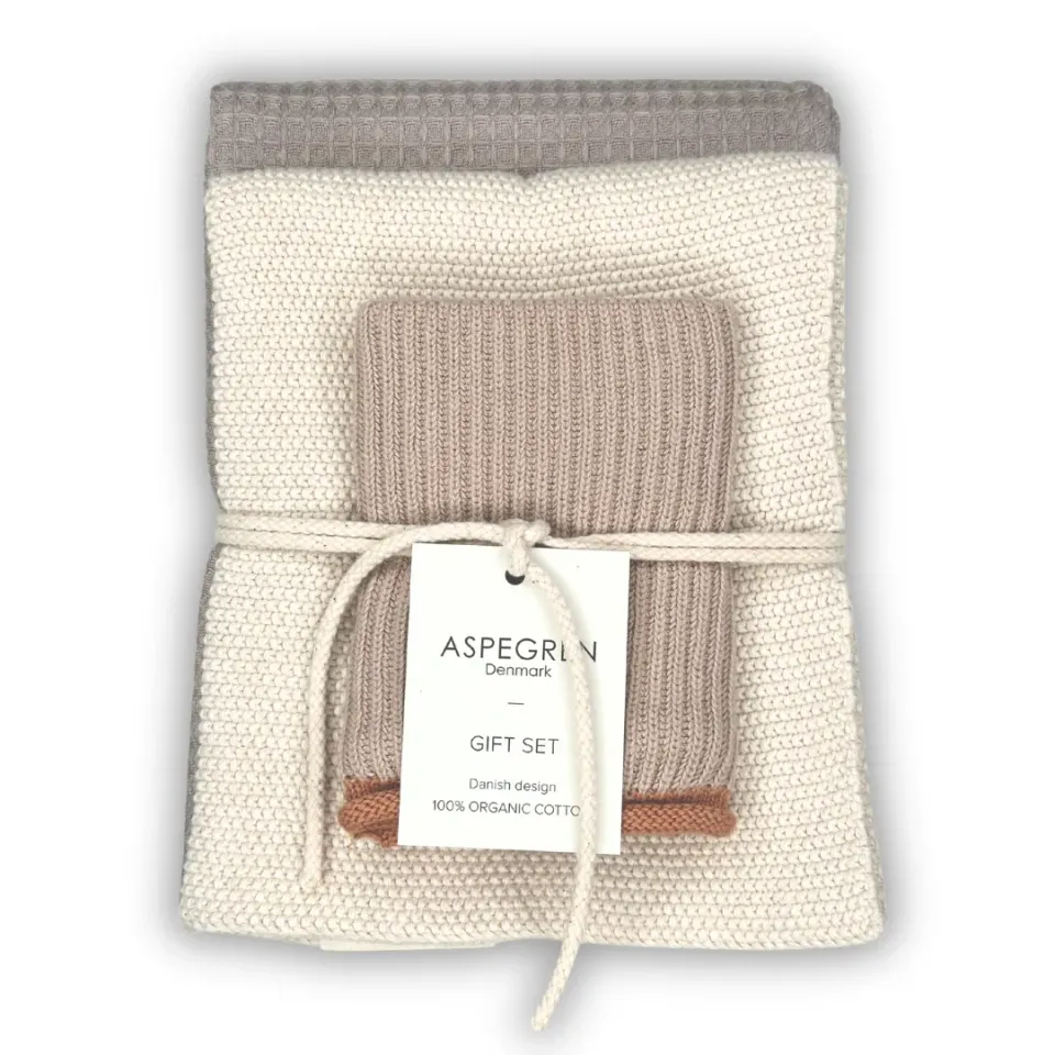 Aspegren Denmark Kitchen Gift Set gavesett oat milk 3 deler bomull