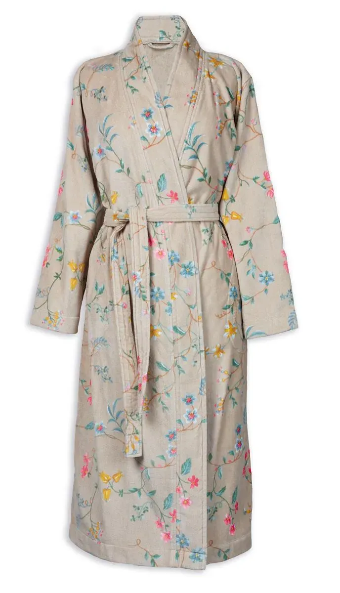 Pip Studio Les Fleurs badekåpe L khaki bomull