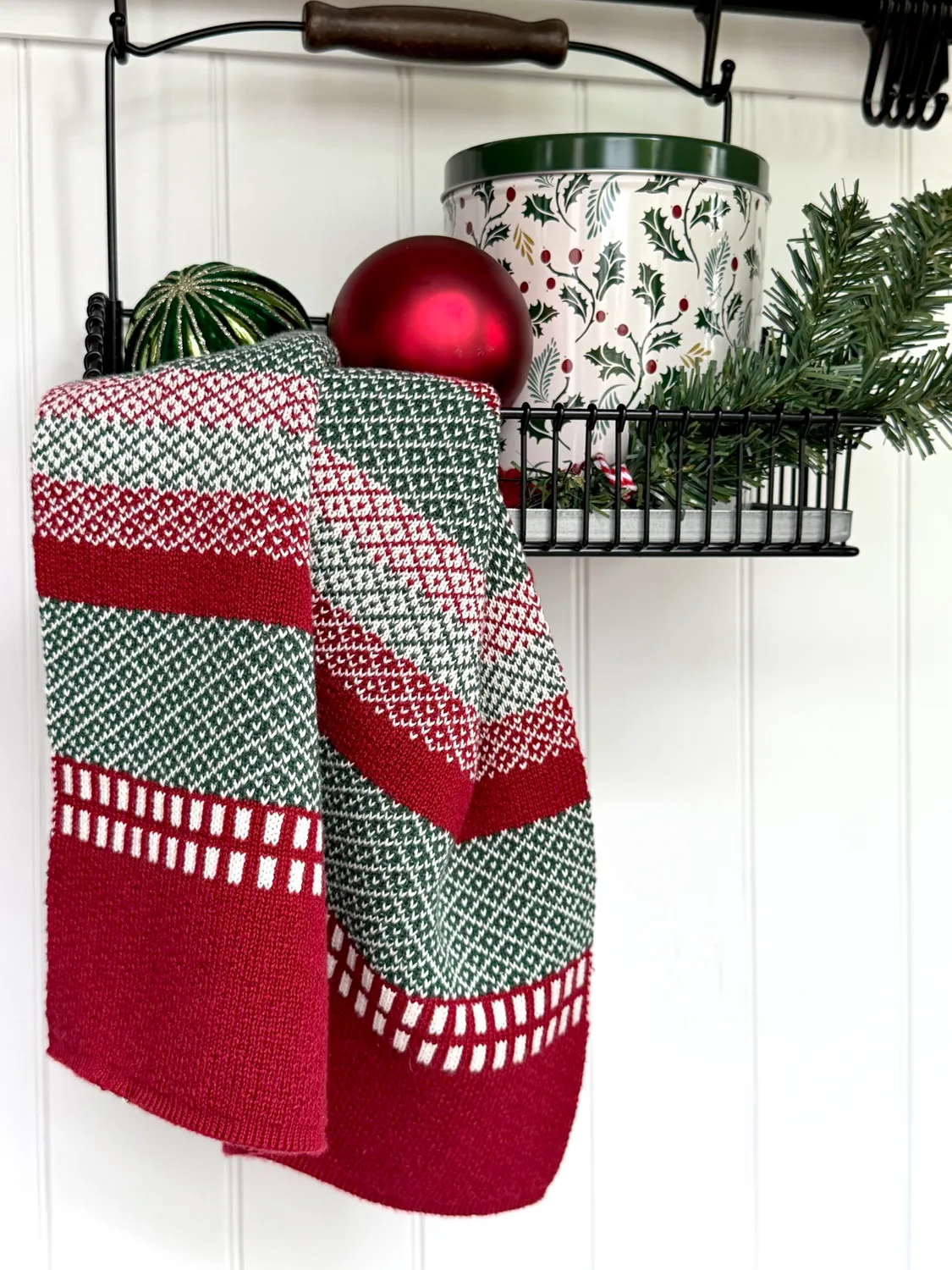 Solwang Design restgarn jacquard håndkle rød grønn