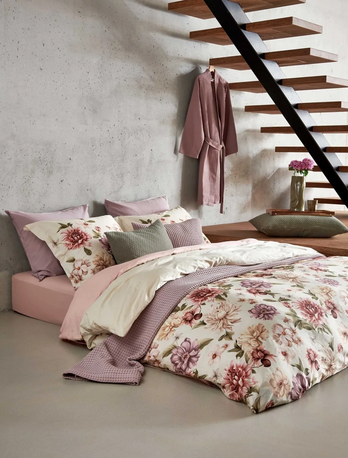 Vandyck Harmony dynetrekksett 200x200 cream tan blomster sateng