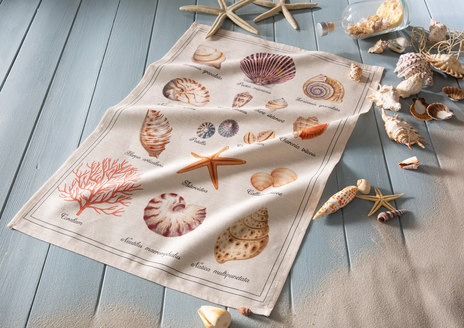 Coucke Treasure of the Sea kjøkkenhåndkle beige 50x75 bomull lin