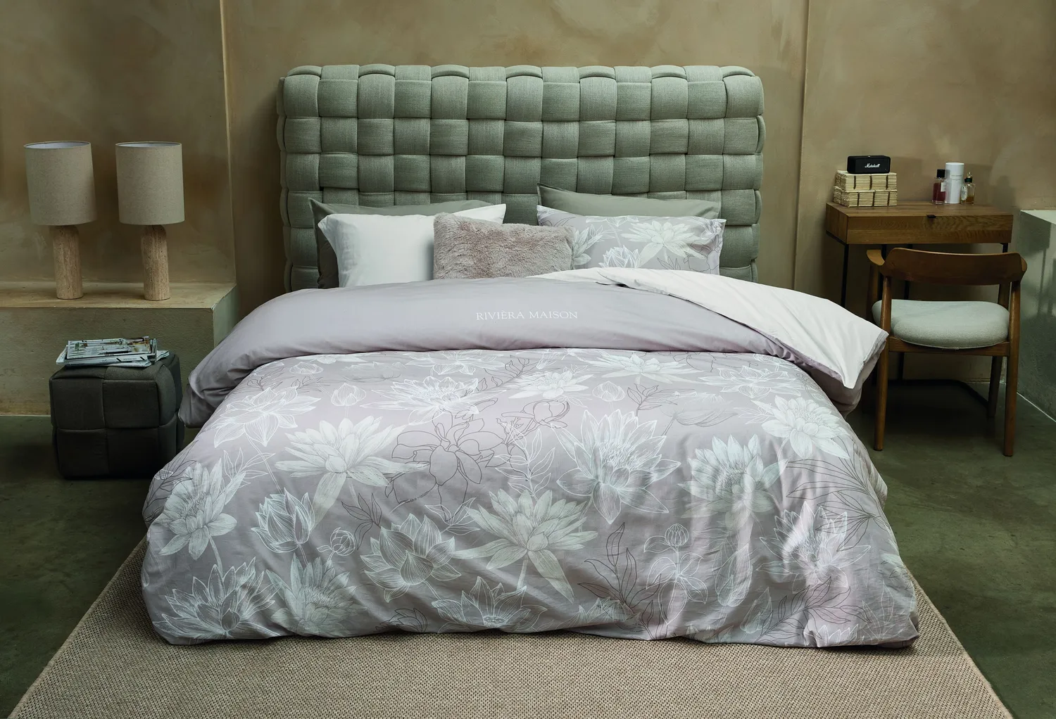 Rivièra Maison Amelia dynetrekk 140x200 cm taupe blomst