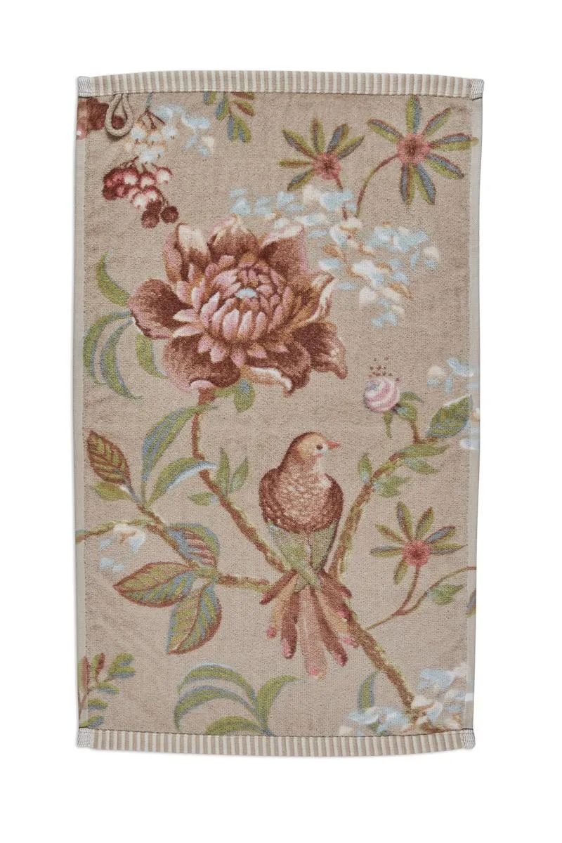 Pip Studio Secret Garden badelaken 70x140 khaki blomstret