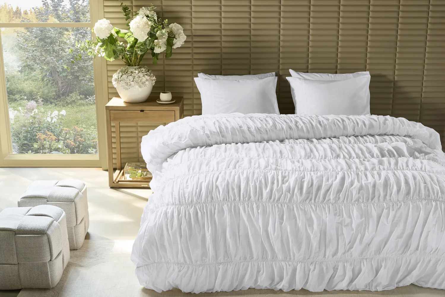 Rivièra Maison Ruffle dynetrekk 140x200/220 cm hvit