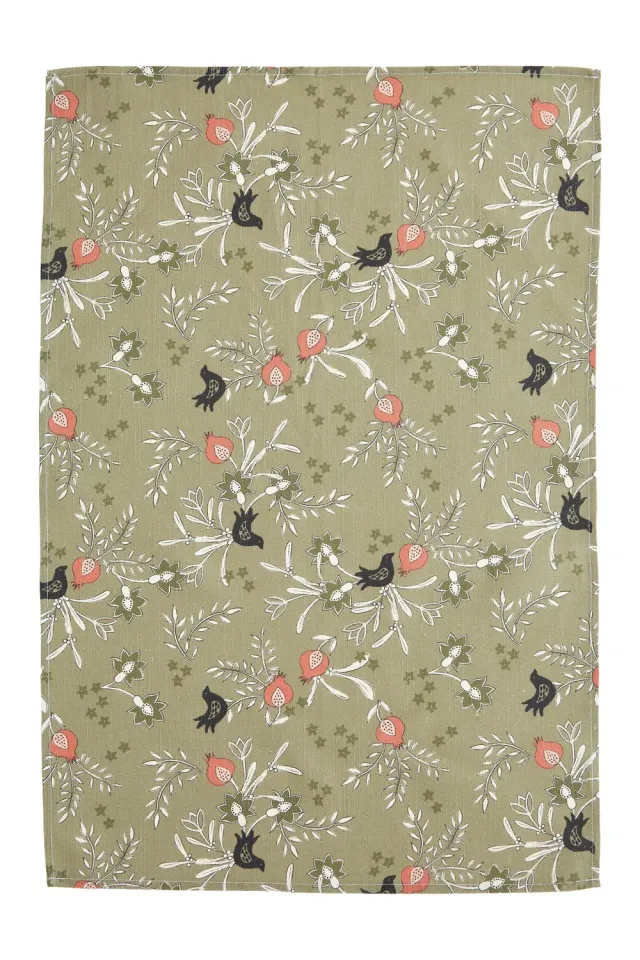Coucke Khaki Pomegranates kjøkkenhåndkle 50x75 cm kaki bomull-lin