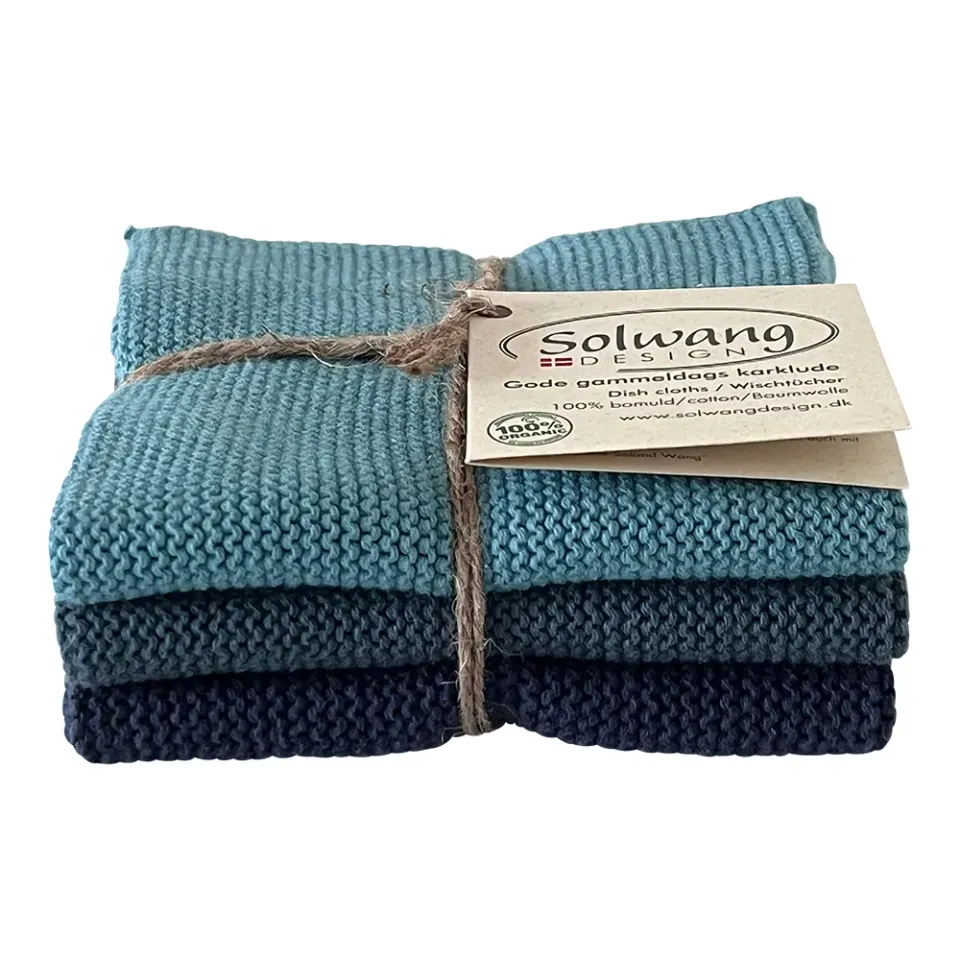 Solwang Design Blue Peacock klut økologisk 3 stk