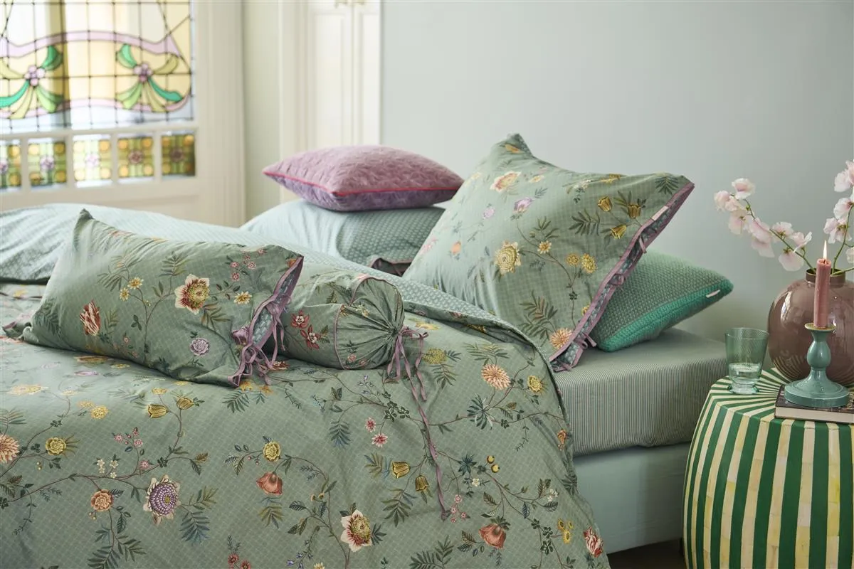 Pip Studio La Dolce Vita dynetrekk grønn 140x200 cm blomster