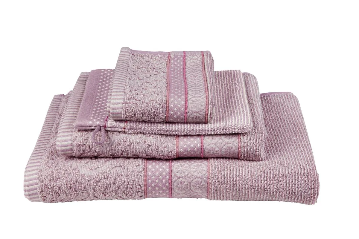 Pip Studio Soft Zellige håndkle 55x100 lilla stripet