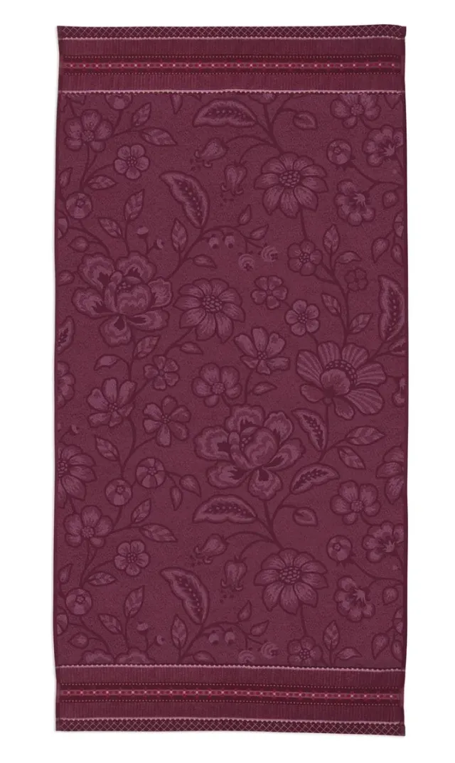 Pip Studio Jasmin Jacquard badehåndkle 70x140 mørkerosa
