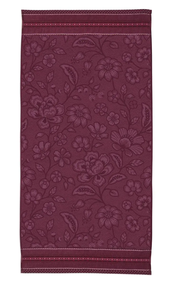 Pip Studio Jasmin Jacquard badehåndkle 70x140 mørkerosa