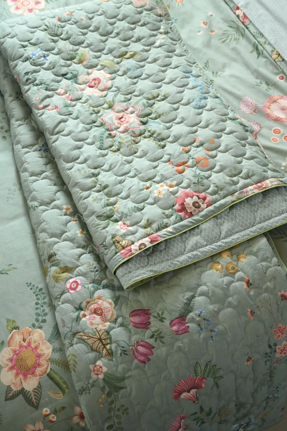Pip Studio Everbloom sengeteppe 150x200 grønn bomull