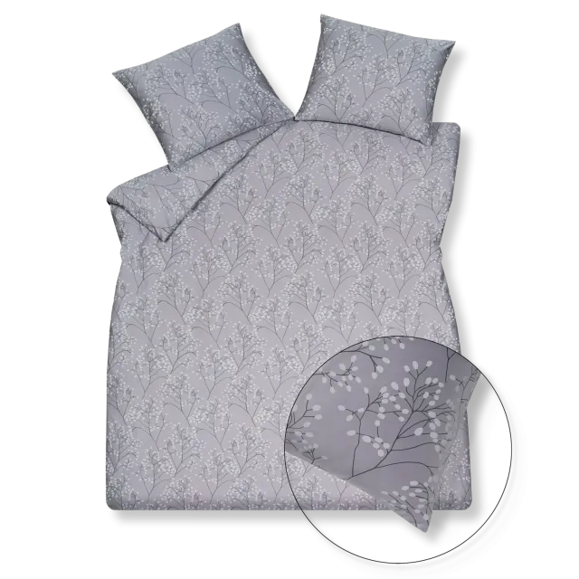 Vandyck Pure 51 sengesett stålgrå kvist bomullssateng
