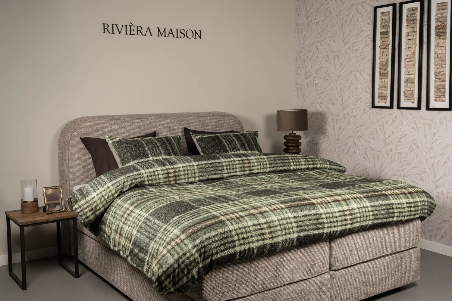 Rivièra Maison Elliot dynetrekk grønn 140x200 cm rutete flanell