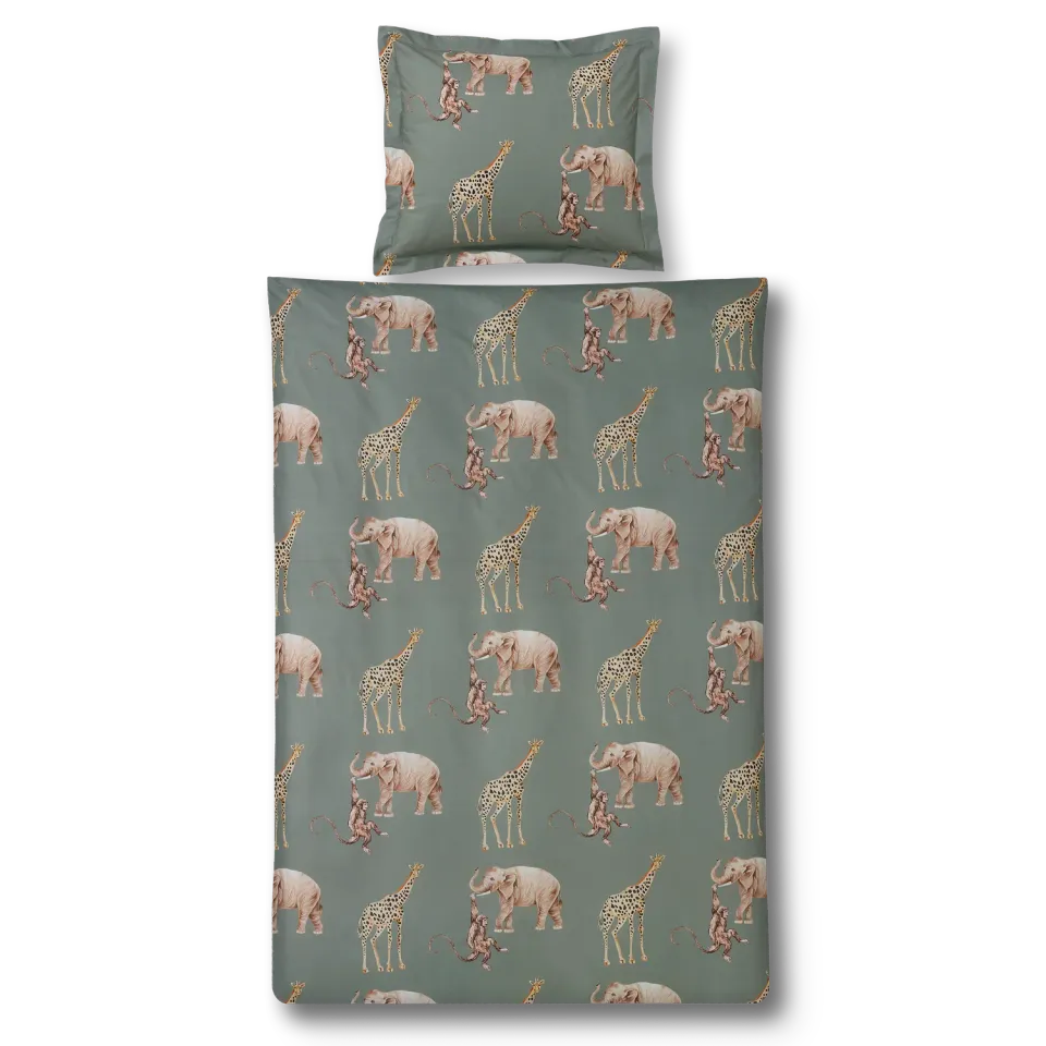 Vandyck Elephant Kids dynetrekksett oliv 140x200 bomull