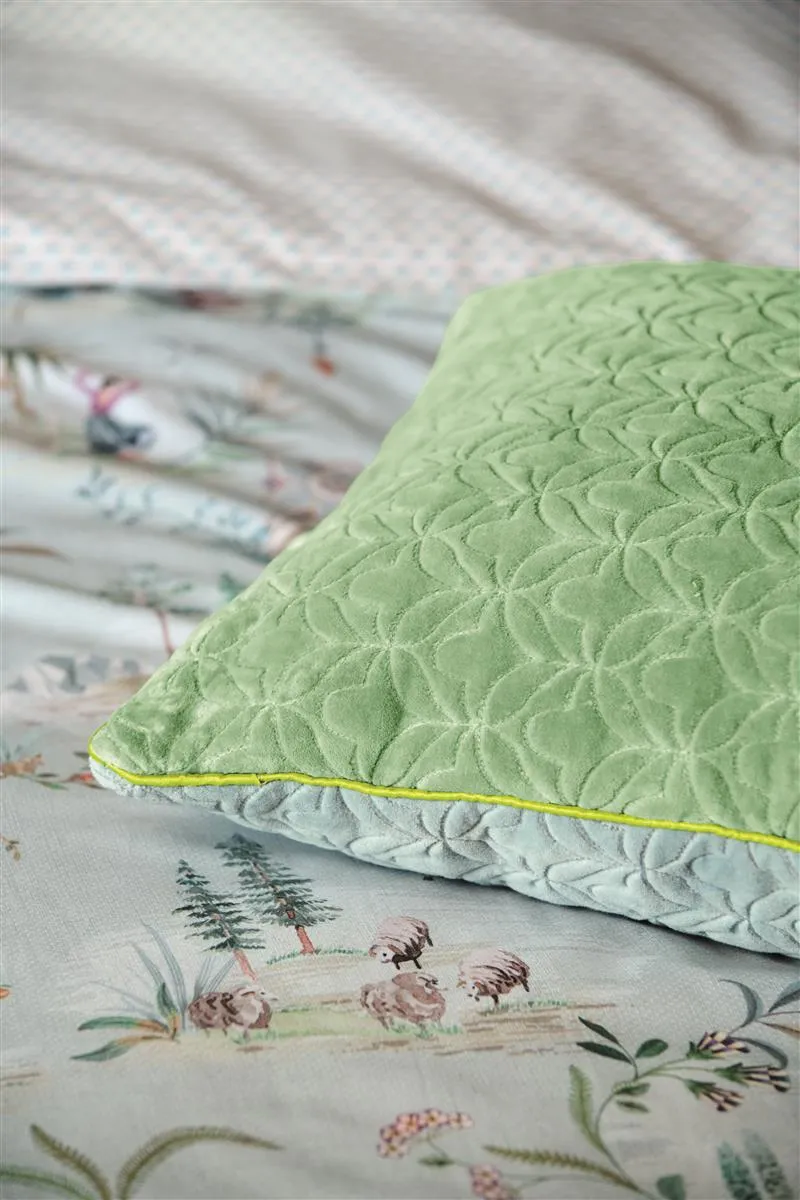 Pip Studio Quilty Dreams pyntepute 45x45 cm blågrønn fløyel