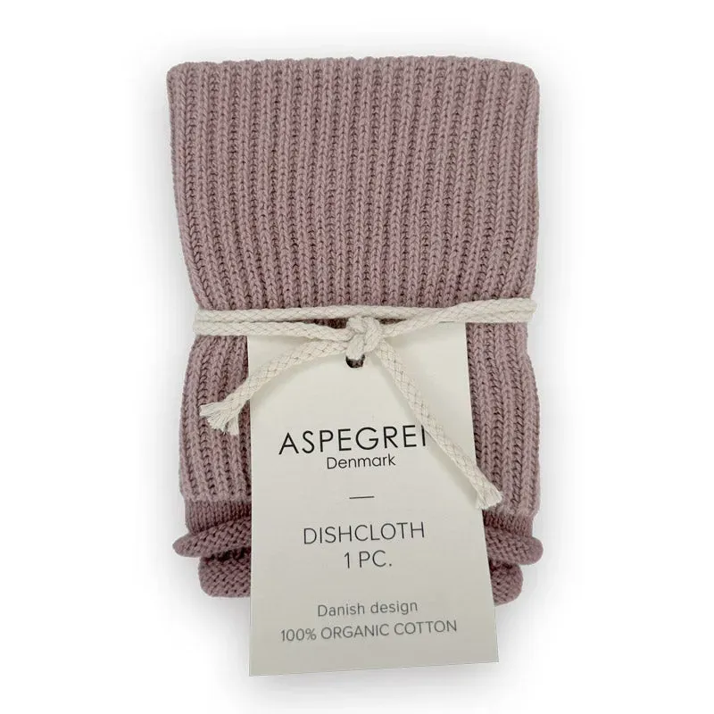 Aspegren Denmark Ripple Mauve oppvaskklut 26x26 strikket