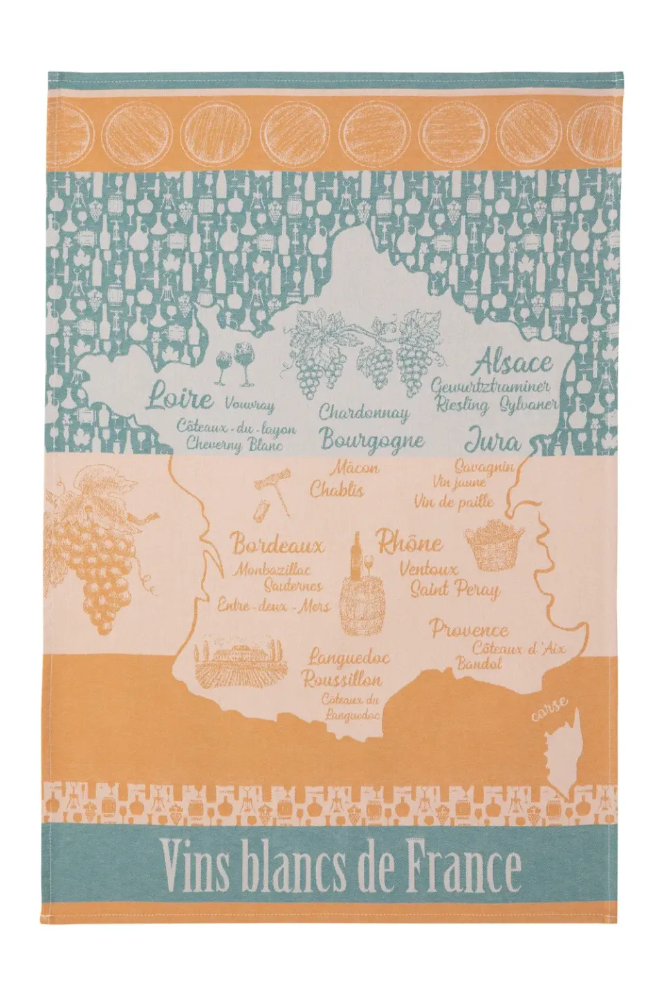 Coucke French White Wines kjøkkenhåndkle gul 50x75 cm