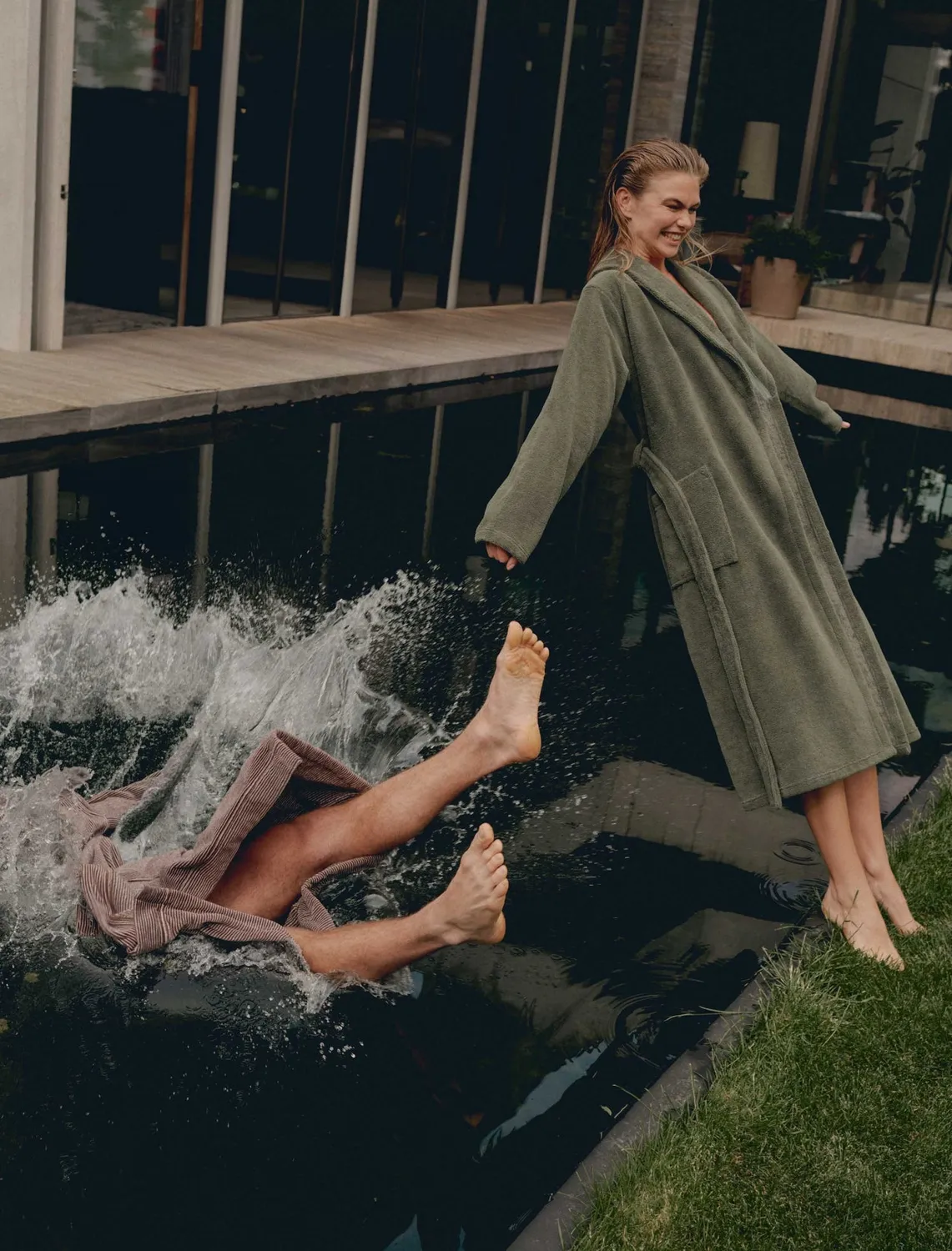 Vandyck Prestige Uni badekåpe smoke green Medium velur
