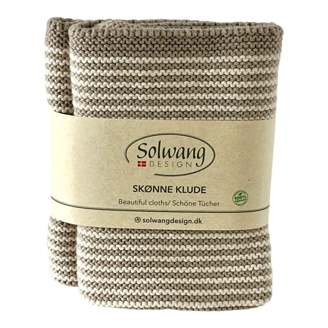 Solwang Design khaki stribe klut 2-pk økologisk