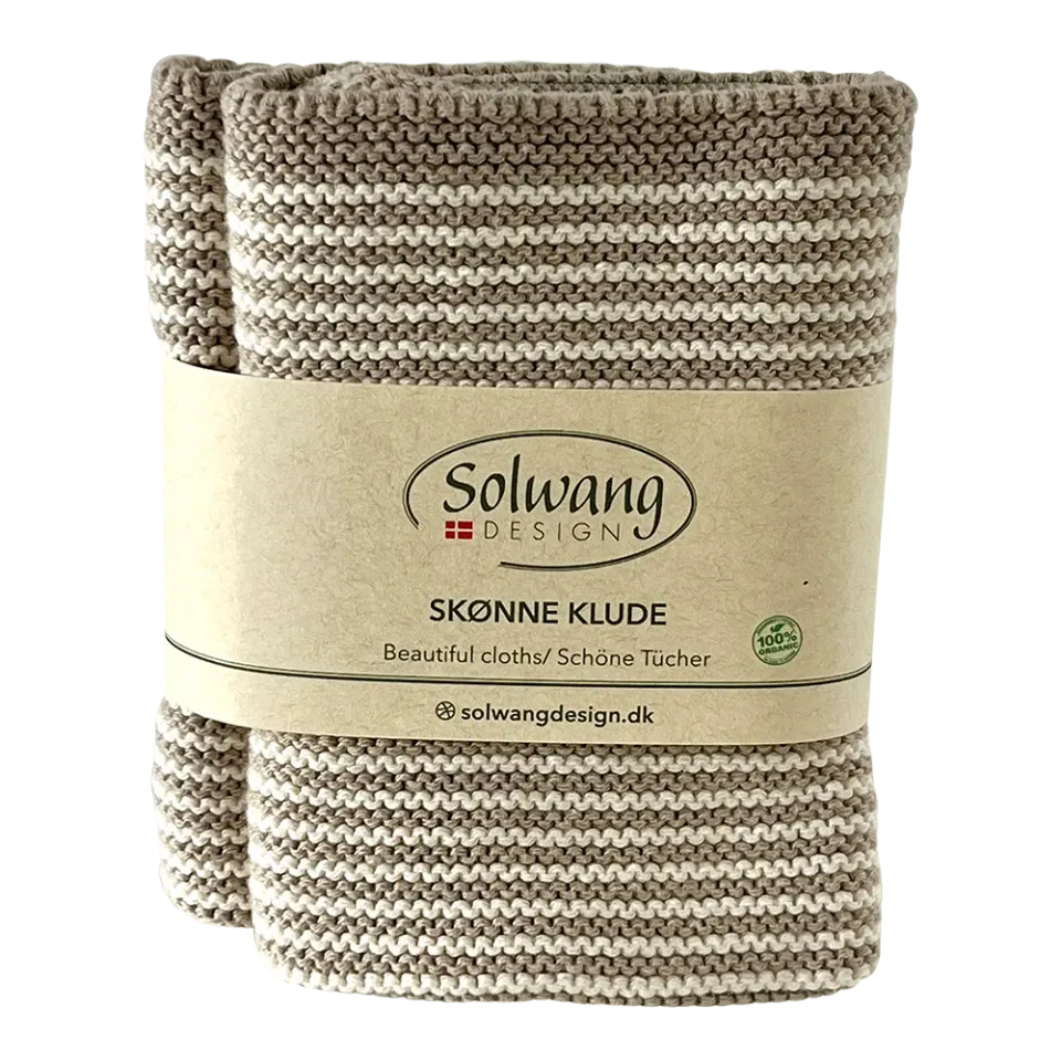 Solwang Design khaki stribe klut 2-pk økologisk