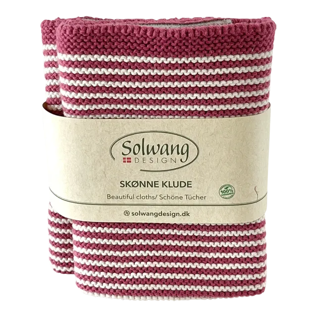 Solwang Design lys bordeaux stripe klut 2-pk økologisk