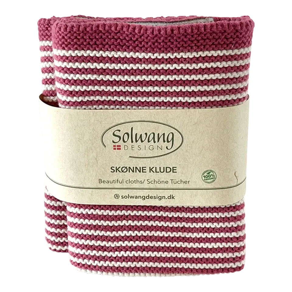 Solwang Design lys bordeaux stripe klut 2-pk økologisk