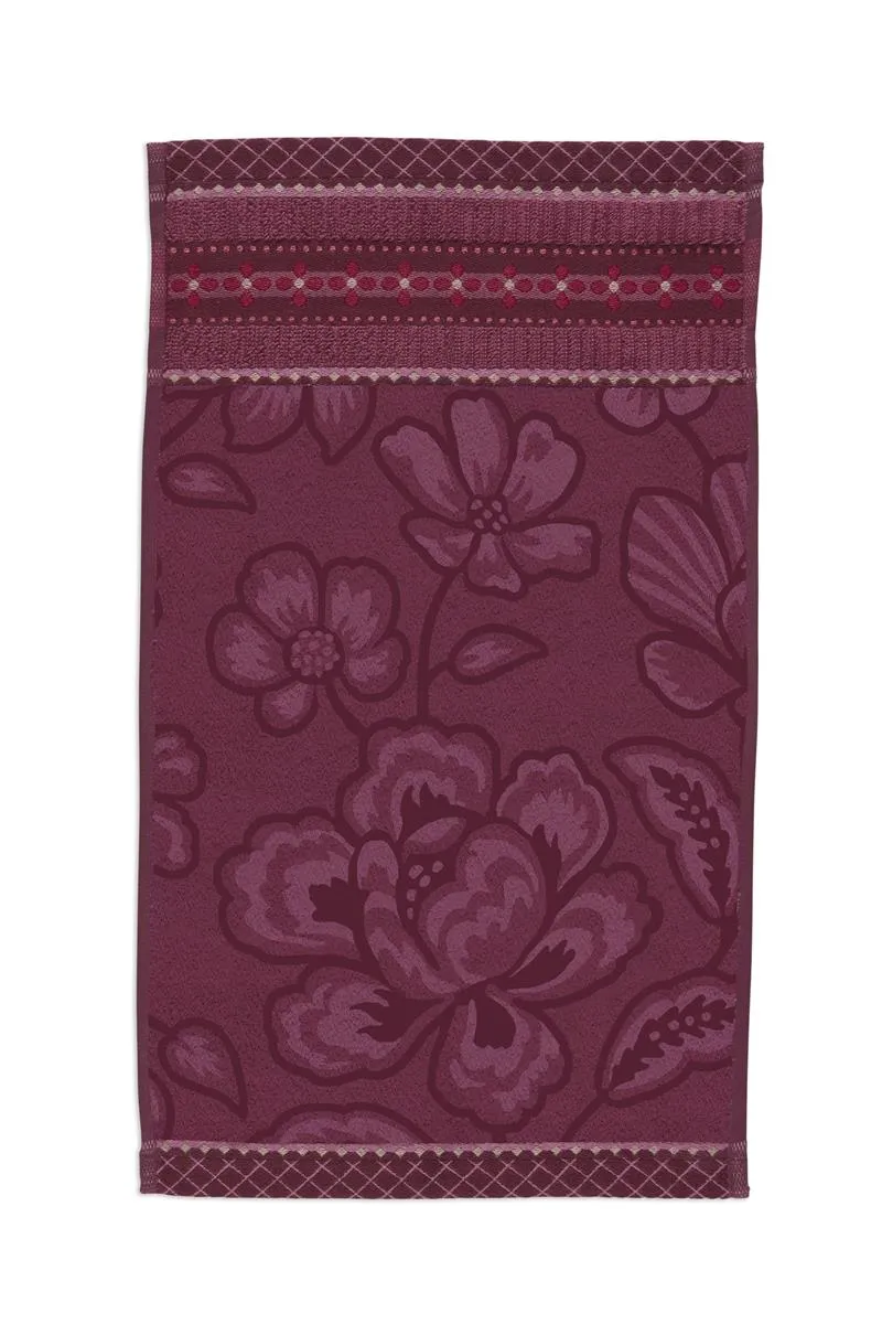 Pip Studio Jasmin Jacquard badehåndkle 70x140 mørkerosa