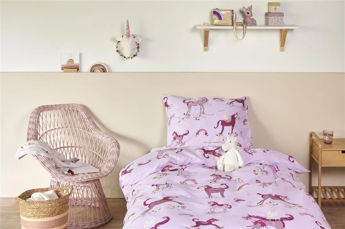 Beddinghouse Unicorn Paradise dynebetrekk 140x200 rosa