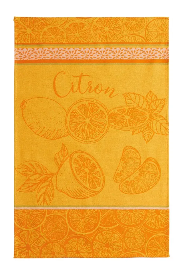 Coucke Lemon Jacquard kjøkkenhåndkle gul 50x75 bomull