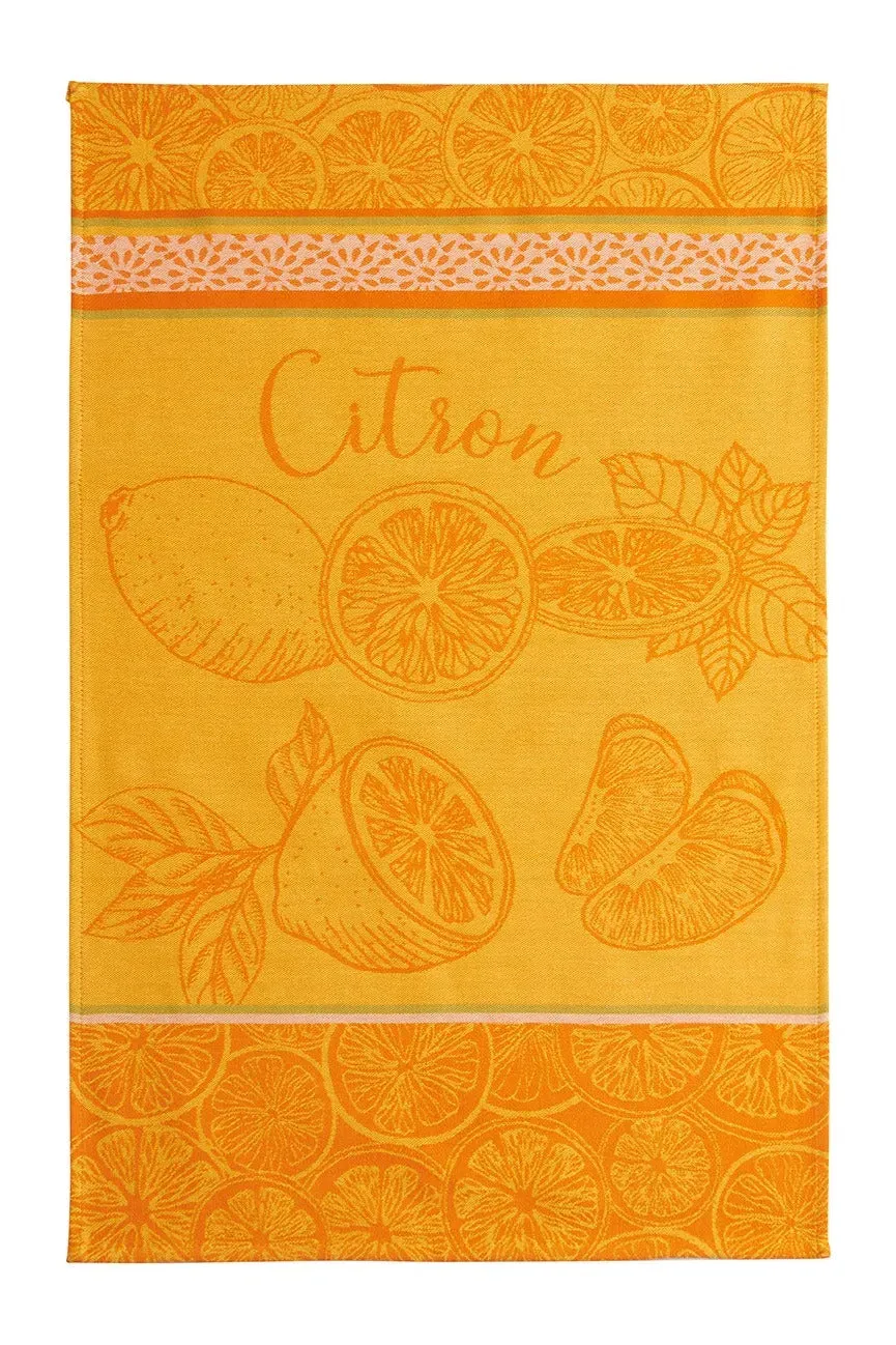 Coucke Lemon Jacquard kjøkkenhåndkle gul 50x75 bomull