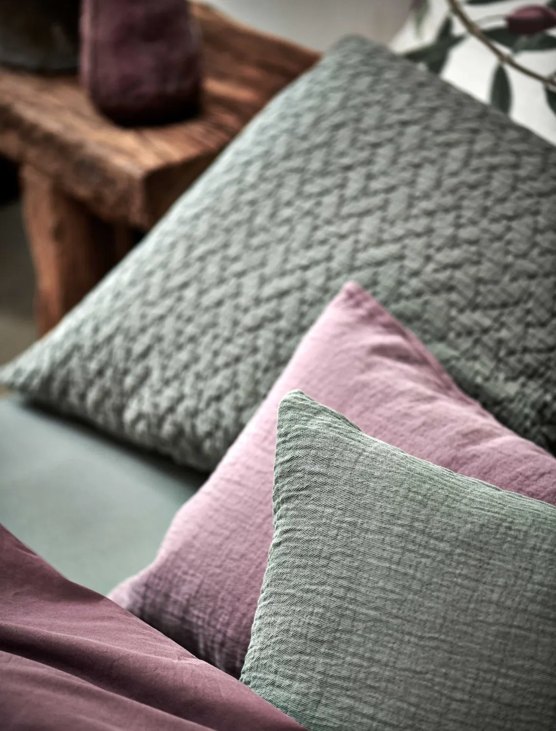 Vandyck Pure 68 pledd 160x250 sage green bomull