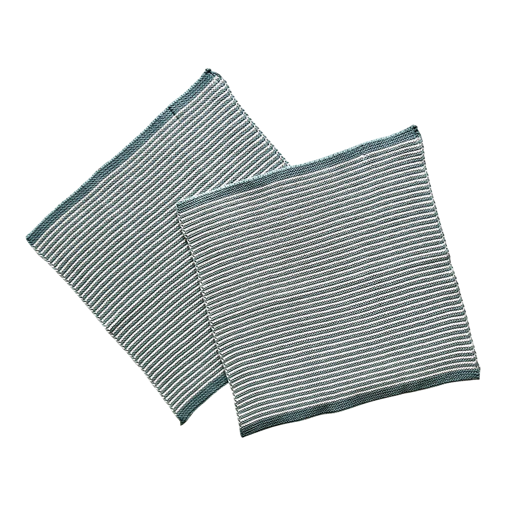 Solwang Design klut natur/arktisk grønn stripe 2 stk økologisk