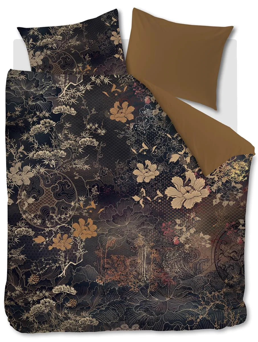 Kardol Imperial dynetrekk brun 200x200 cm sateng blomster