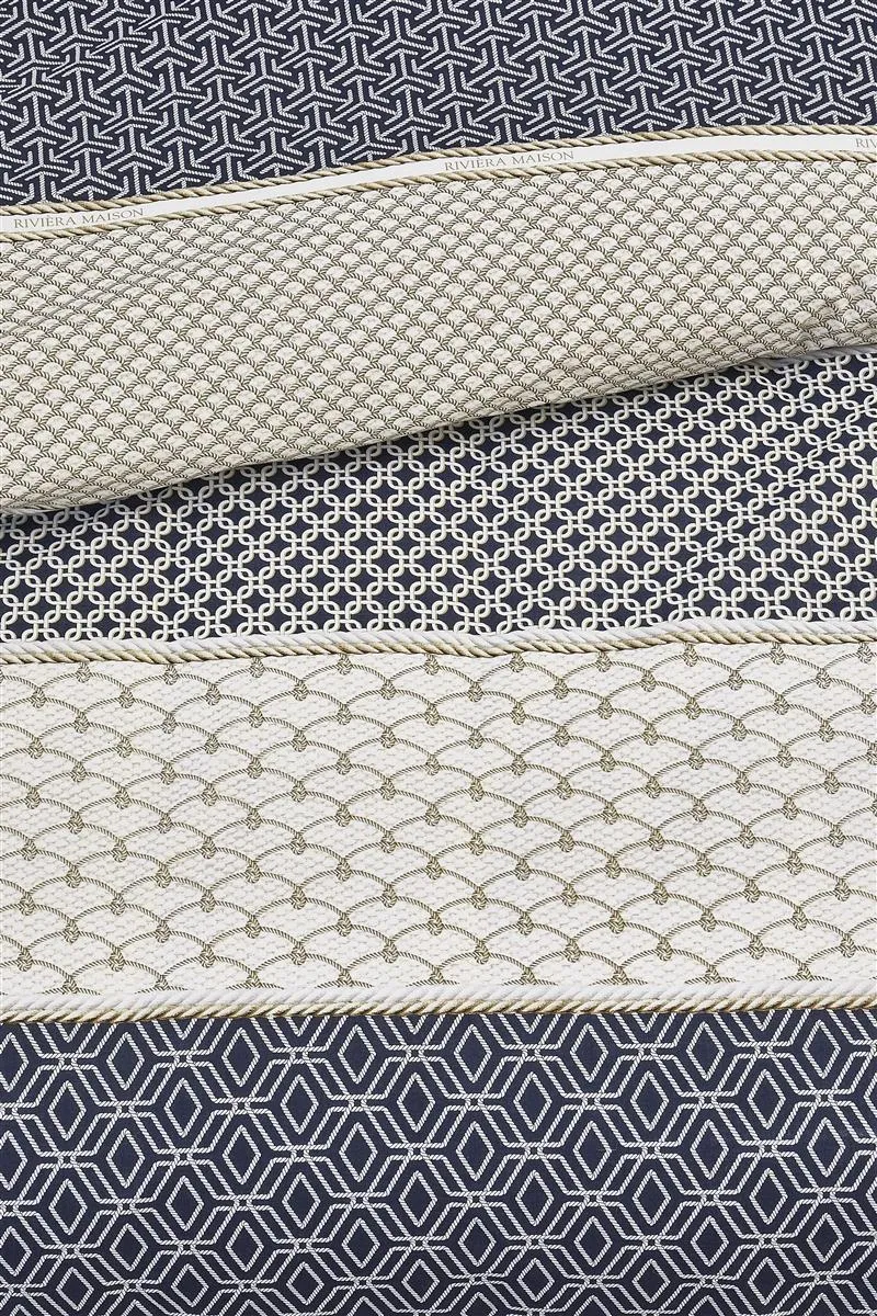 Riviera Maison Ropes dynetrekk 140x200 marineblå bomull