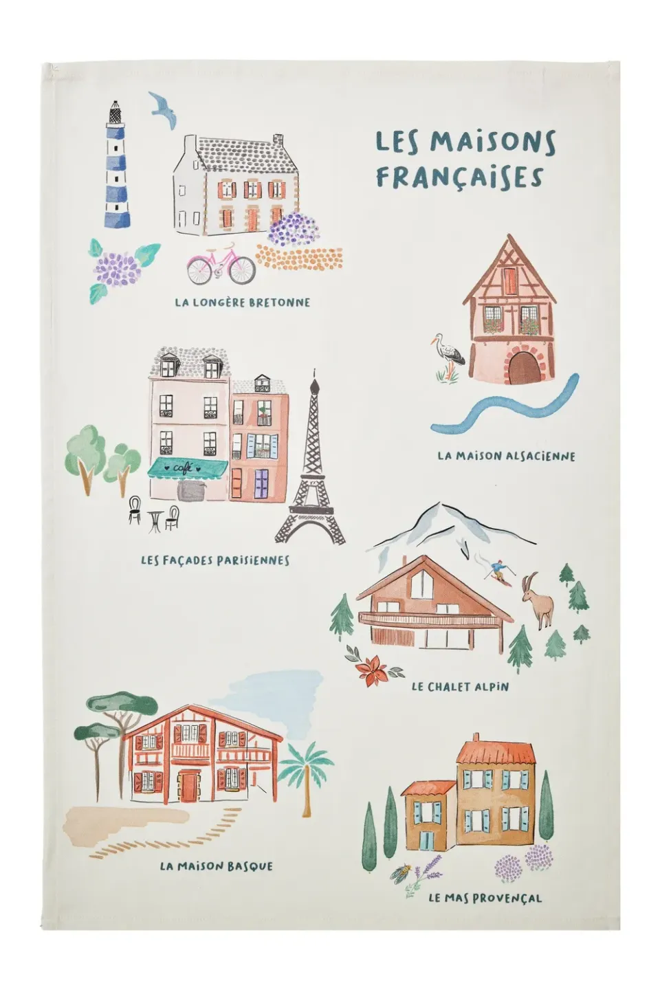 Coucke French Houses kjøkkenhåndkle hvit 50x75 cm bomull