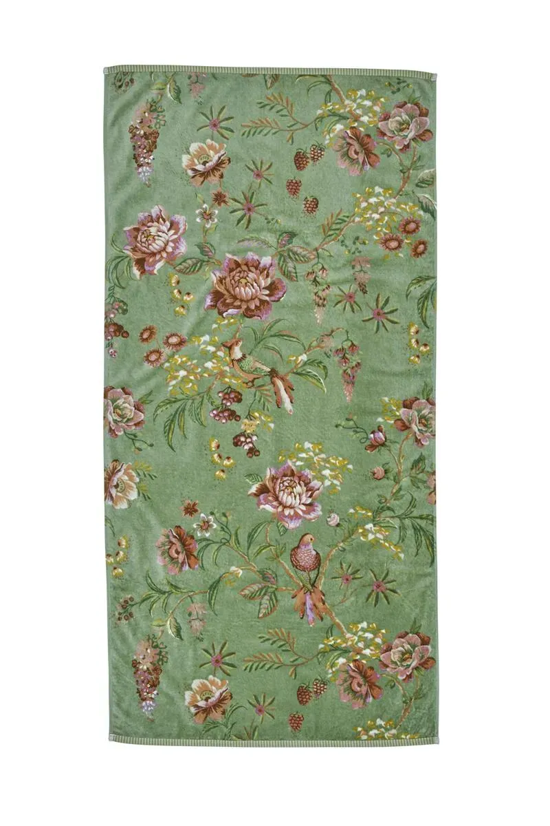 Pip Studio Secret Garden badehåndkle 70x140 grønn blomst