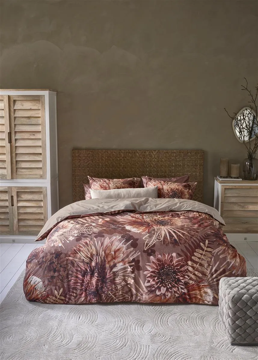 Riviera Maison Protea dynetrekk 140x200 steinrød bomull