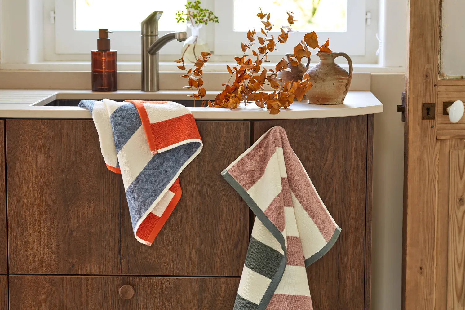 Coucke Rivage håndkle rosa/kaki 50x50 cm frotte bomull