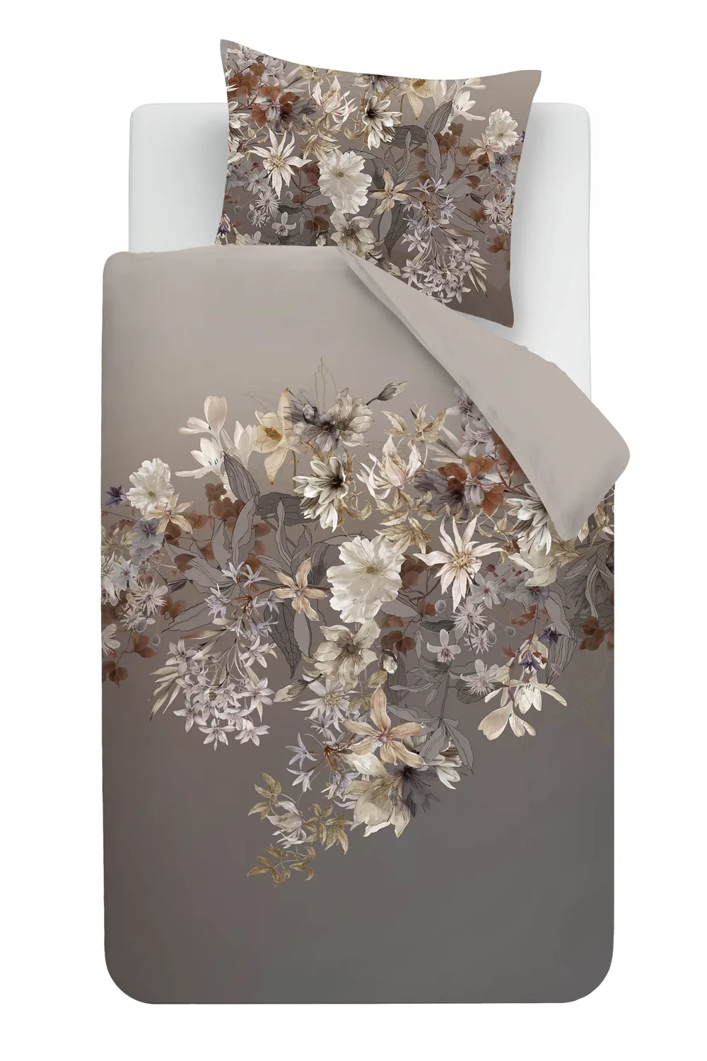 Beddinghouse Saffron dynetrekk gråbrun 140x200 sateng