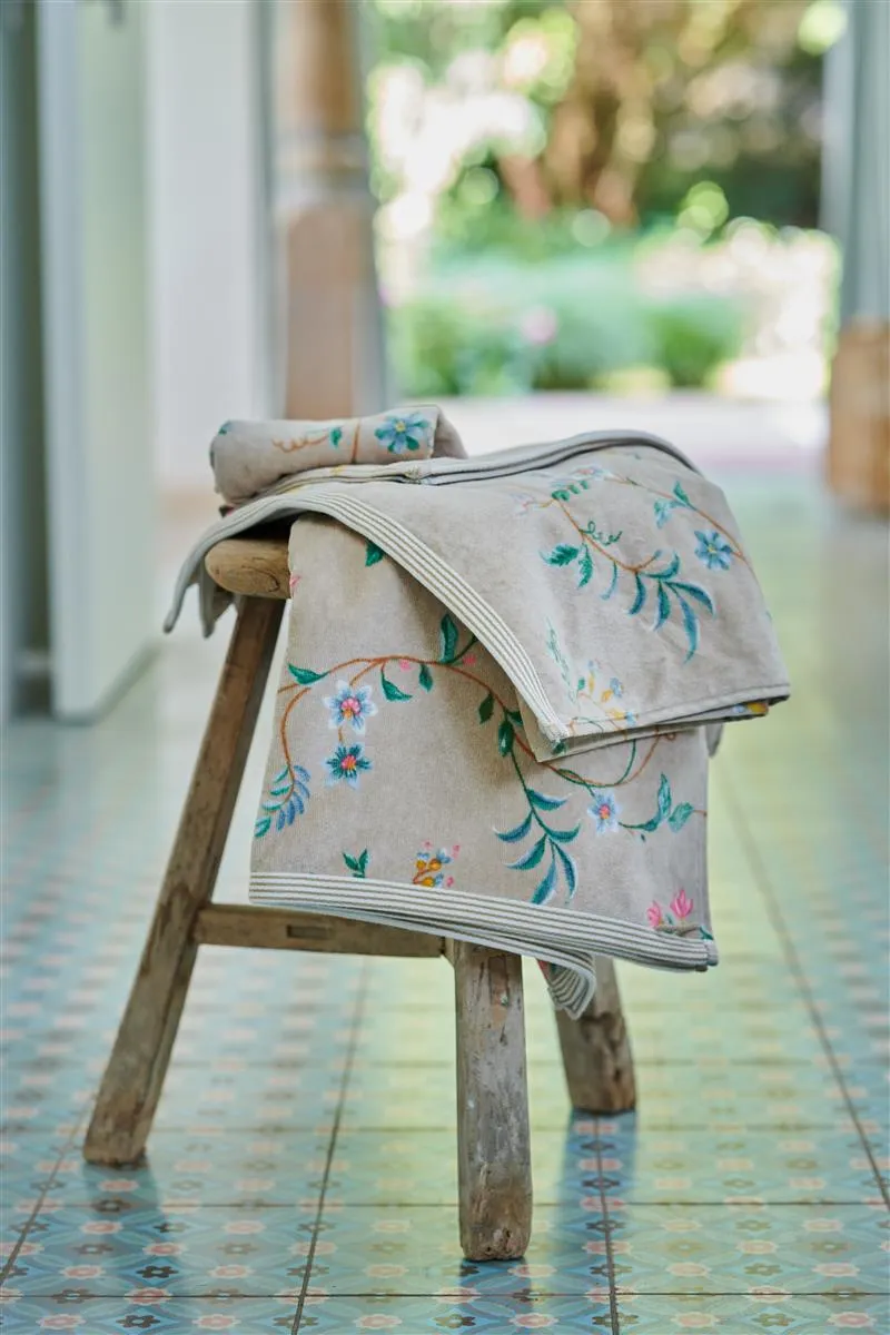 Pip Studio Les Fleurs badehåndkle 140x70 cm khaki bomull