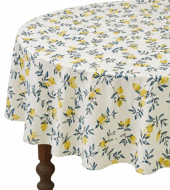 Coucke Lemon Zest rund bordduk gul Ø180 cm bomull/lin