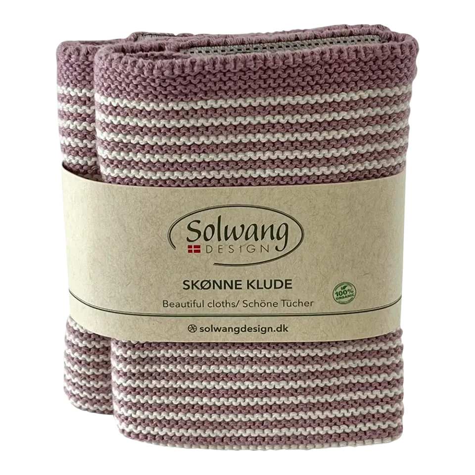 Solwang Design orkidé stripe kluter 2 stk økologisk bomull