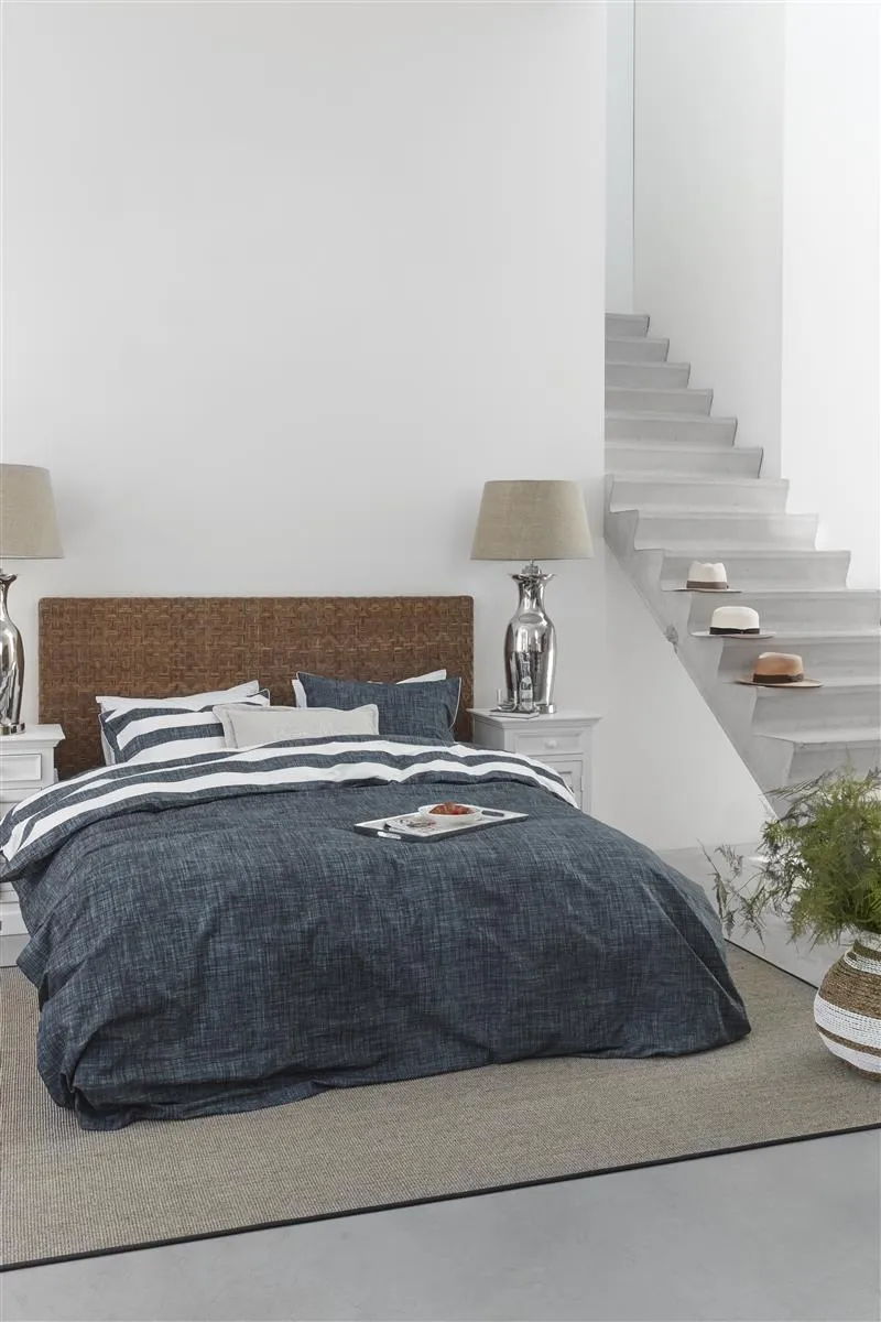 Riviera Maison Lindy Lines dynebetrekk 140x200 marineblå