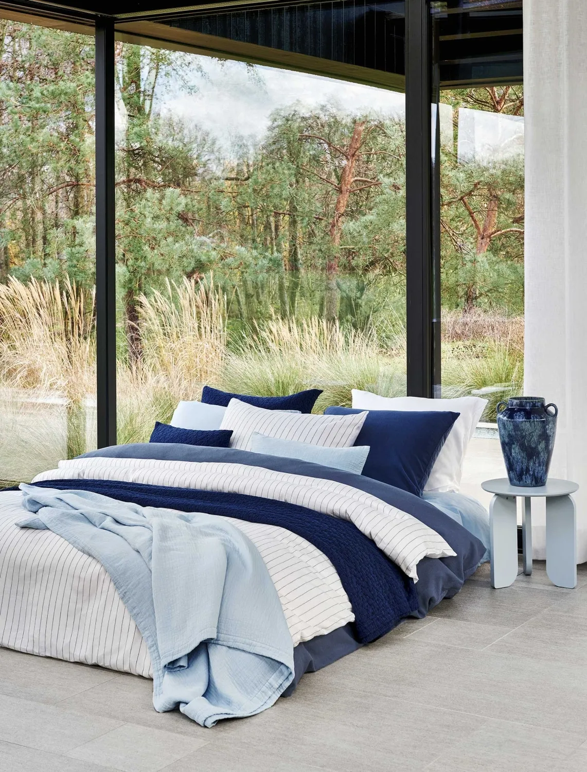 Vandyck Pure 88 sengesett jeans blue 140x200 vaffel