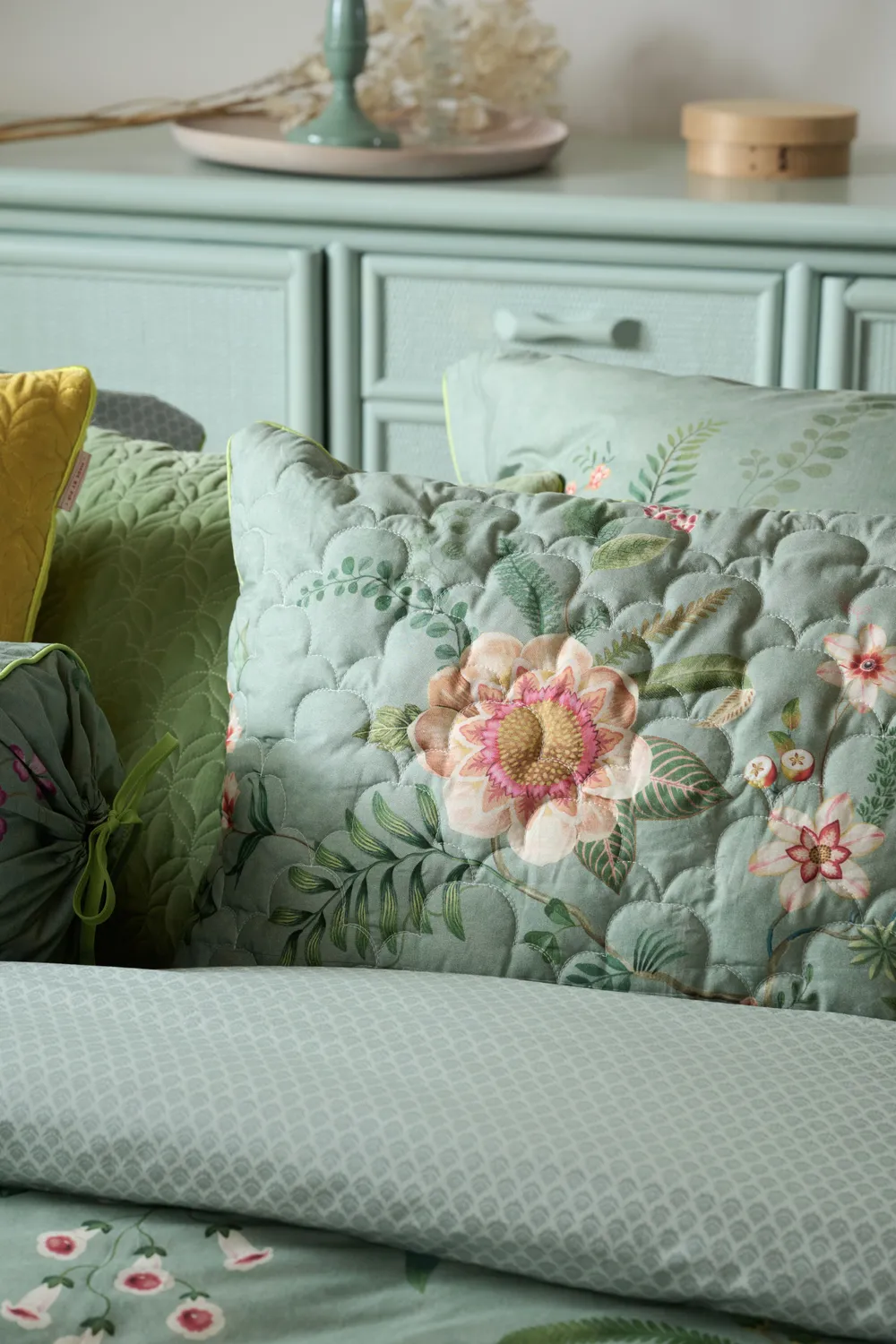 Pip Studio Everbloom pute grønn 45x70 cm perkal