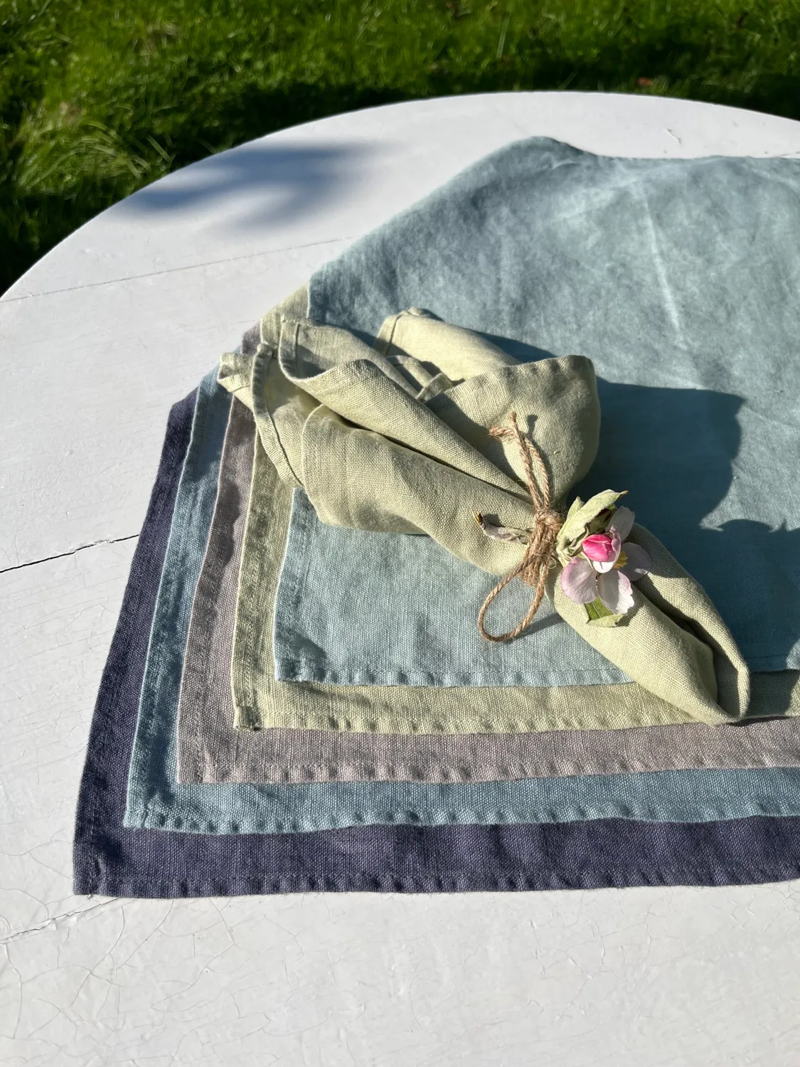 Solwang Design støvet aqua serviett 1 stk lin