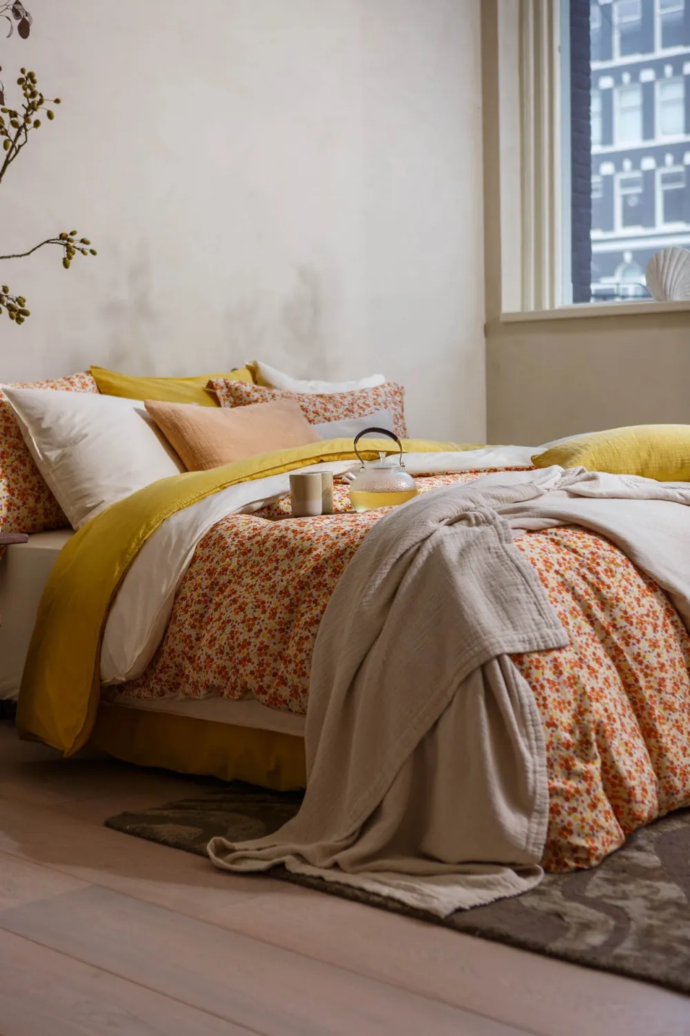 Vandyck Washed Cotton sengesett dobbelt cream tan bomull